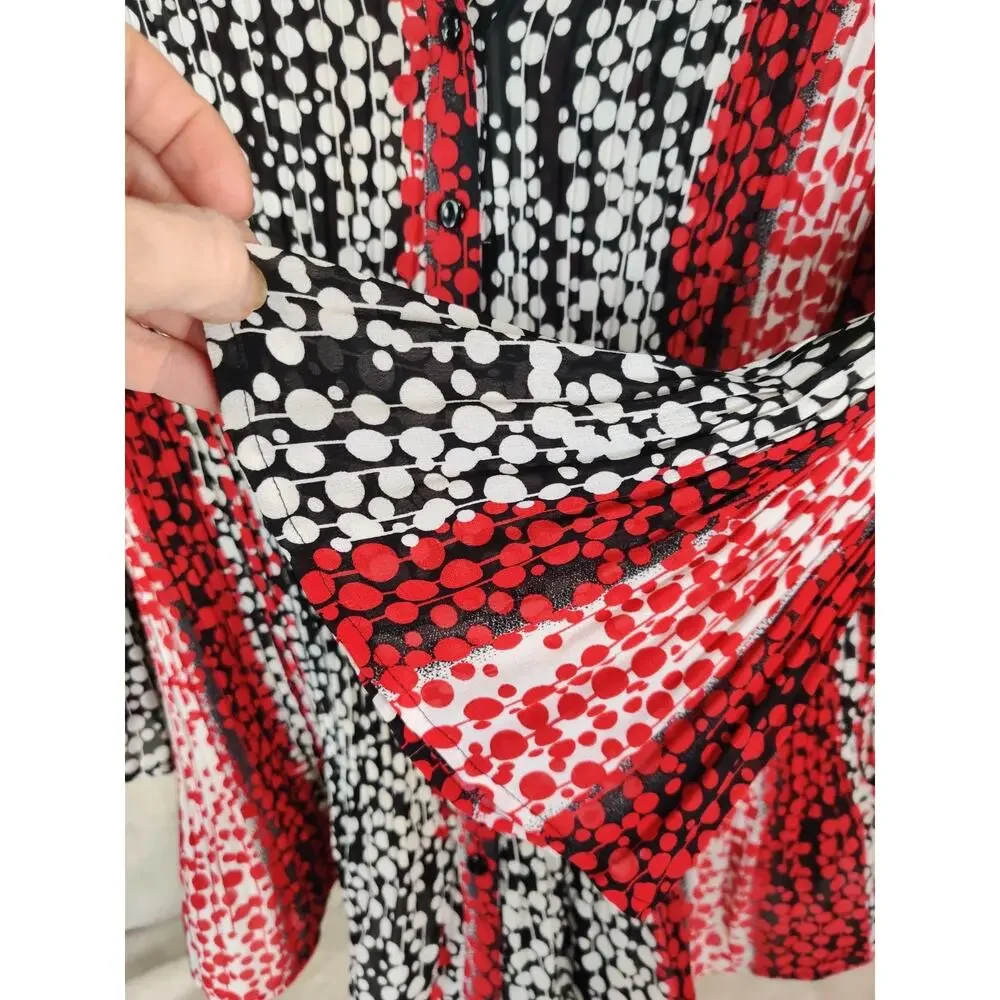Vintage Avenue Blouse Women's Size 14/16 Button Up Bell Sleeve Abstract - Picture 6 of 7